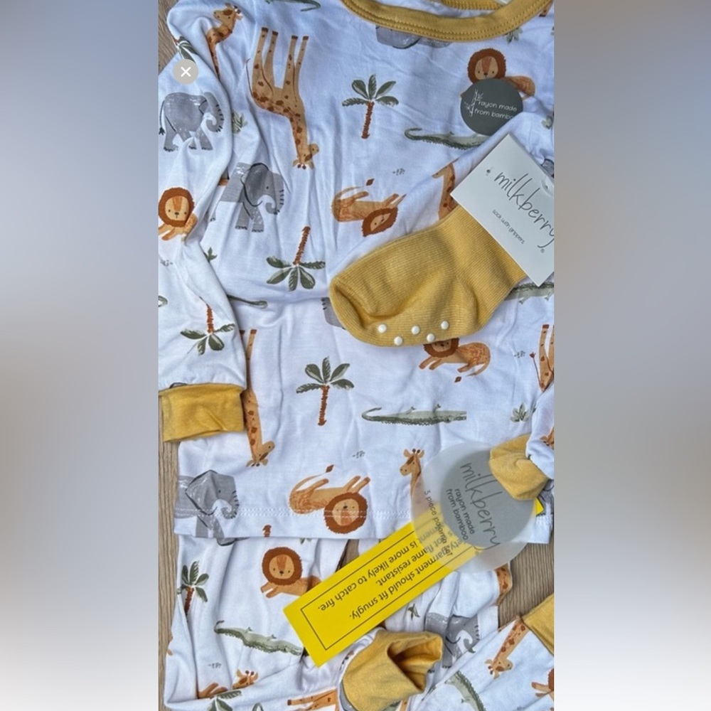 Milk Berry MilkBerry Bamboo Long Sleeve Pant Pajama Set Animals